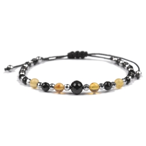 Bransoletka celebrytka czarny TURMALIN BURSZTYN HEMATYT ochrona i szczęście